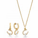 'Aurora' Women's Sterling Silver Set: Chain-Pendant + Earrings - Silver/Gold SET-7525/G