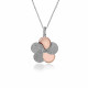 'Fioni' Women's Sterling Silver Chain with Pendant - Silver/Rose ZH-7452