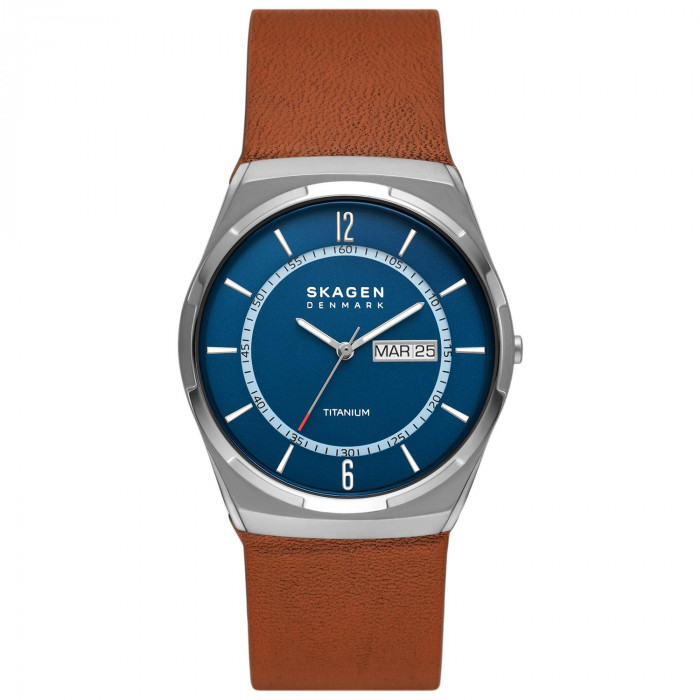 Skagen men's hot sale leather watch