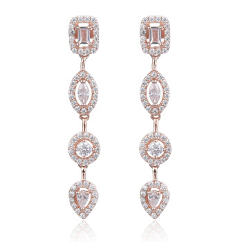 Gena.paris® 'Gabriella' Women's Sterling Silver Drop Earrings - Rose GBO1503-R