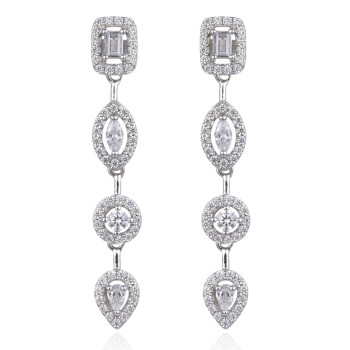 Gena.paris® 'Gabriella' Women's Sterling Silver Drop Earrings - Silver GBO1503-W