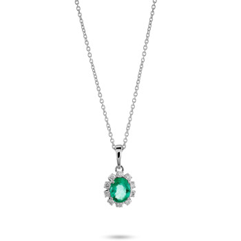 Orphelia® 'Fara' Women's Whitegold 18C Pendant with Chain - White KD-2045/EM