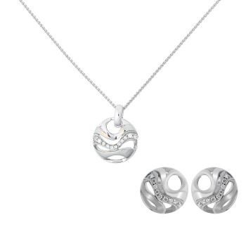 Orphelia® 'Elvina' Women's Sterling Silver Set: Chain-Pendant + Earrings - Silver SET-7085