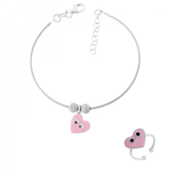 Orphelia® 'Adelisa' Child's Sterling Silver Set: Bracelet + Ring - Silver SET-7141