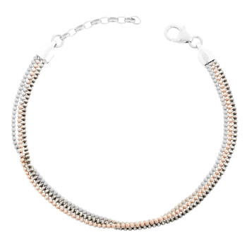 Orphelia® Women's Sterling Silver Bracelet - Silver/Rosegold/Black ZA-7203