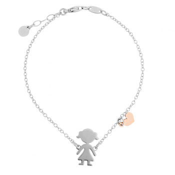 Orphelia® 'Lyra' Women's Sterling Silver Bracelet - Silver/Rose ZA-7390