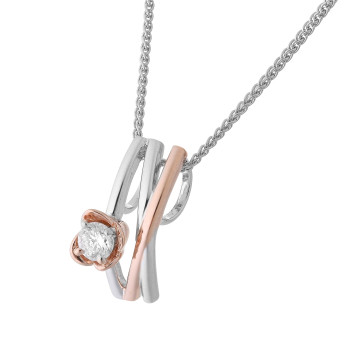 Orphelia® 'Adele' Women's Sterling Silver Chain with Pendant - Silver/Rose ZH-7094