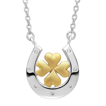 Orphelia® 'Signature' Women's Sterling Silver Chain with Pendant - Silver/Gold ZK-7517