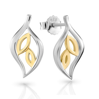 Orphelia® 'Charlotte' Women's Sterling Silver Stud Earrings - Silver/Gold ZO-7523