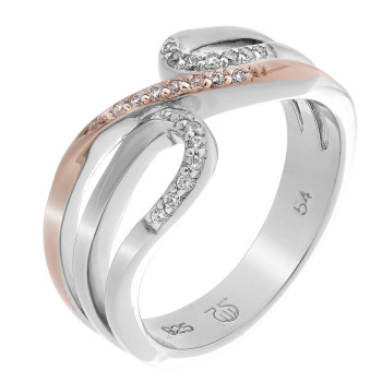 Orphelia® Women's Sterling Silver Ring - Silver/Rose ZR-7230 #1