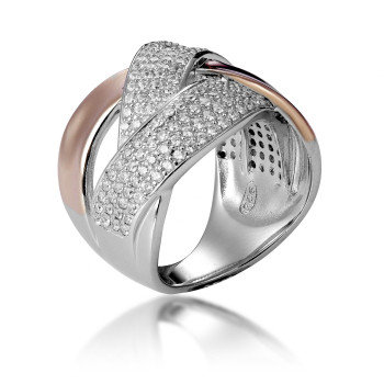 Orphelia® Women's Sterling Silver Ring - Silver/Rose ZR-7445 #1