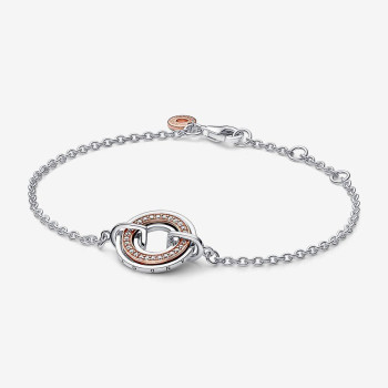 Pandora® Pandora Signature 'Signature Two-tone' Women's Sterling Silver Bracelet - Silver/Rose 582741C01-18