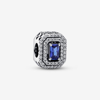 Pandora® Pandora Timeless 'Blue Rectangular' Women's Sterling Silver Charm - Silver 792385C01