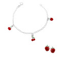 Orphelia® 'Apple' Child's Sterling Silver Set: Bracelet + Earrings - Silver SET-7149