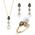 Orphelia® Women's Sterling Silver Set: Necklace + Earrings + Ring - Gold SET-7498/G #5