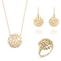 Orphelia® 'Flavie' Women's Sterling Silver Set: Necklace + Earrings + Ring - Gold SET-7502/G