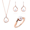 Orphelia® 'Baptiste' Women's Sterling Silver Set: Necklace + Earrings + Ring - Rose SET-7507/RG