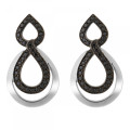 Orphelia® 'Amber' Women's Sterling Silver Drop Earrings - Silver/Black ZO-7092/2