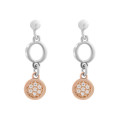 Orphelia® 'Maite' Women's Sterling Silver Drop Earrings - Silver/Rose ZO-7376