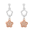 Orphelia® 'Nixie' Women's Sterling Silver Drop Earrings - Silver/Rose ZO-7377