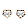 Orphelia® 'Jasmina' Women's Sterling Silver Stud Earrings - Silver/Rose ZO-7483