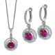 Orphelia® 'Belina' Women's Sterling Silver Set: Chain-Pendant + Earrings - Silver SET-7049