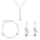 Orphelia® 'Lorelei' Women's Sterling Silver Set: Chain + Bracelet + Earrings - Silver/Rose SET-7386