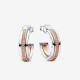 Pandora® Pandora Signature 'Signature Two-tone' Women's Sterling Silver Hoop Earrings - Silver/Rose 282737C01