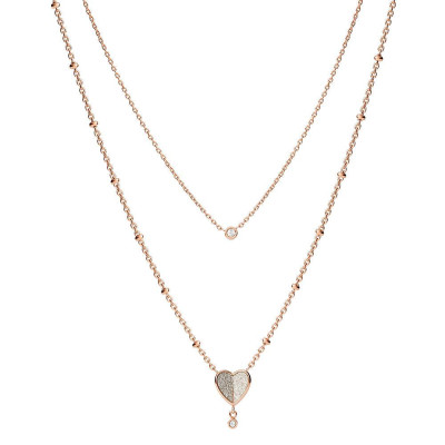 Fossil Jewellery® 'Flutter Hearts' Women's Stainless Steel Necklace - Rosegold JF03648791