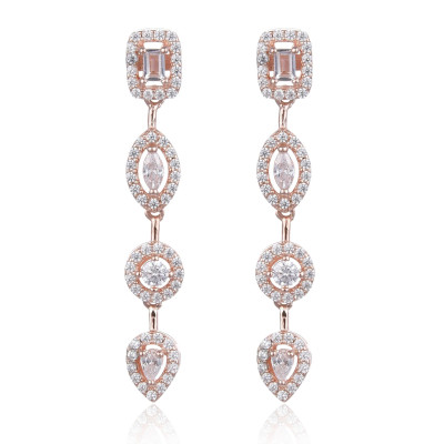 Gena.paris® 'Gabriella' Women's Sterling Silver Drop Earrings - Rose GBO1503-R