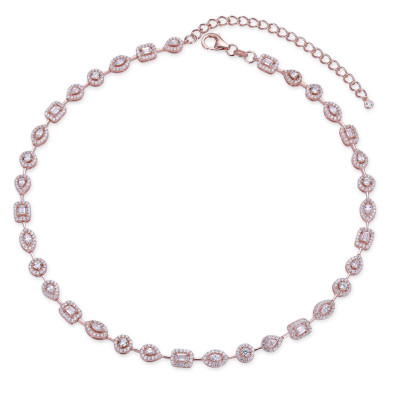 Gena.paris® 'Gabriella' Women's Sterling Silver Chokers - Rose GCH1557-R