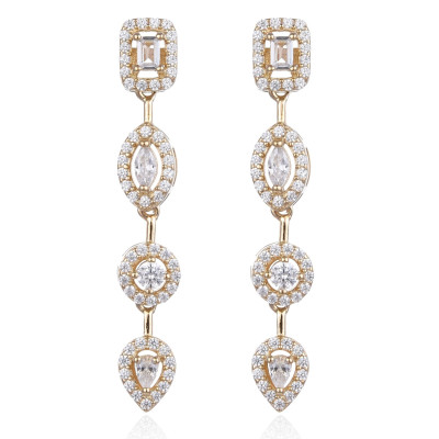 Gena.paris® 'Gabriella' Women's Sterling Silver Drop Earrings - Gold GBO1503-Y