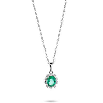 Orphelia® 'Fara' Women's Whitegold 18C Pendant with Chain - White KD-2045/EM