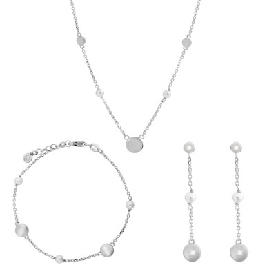 Orphelia® 'Milena' Women's Sterling Silver Set: Chain + Bracelet + Earrings - Silver SET-7379