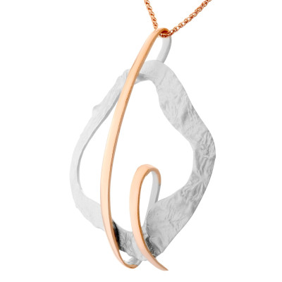 Orphelia® 'Lamara' Women's Sterling Silver Chain with Pendant - Silver/Rose ZH-7207