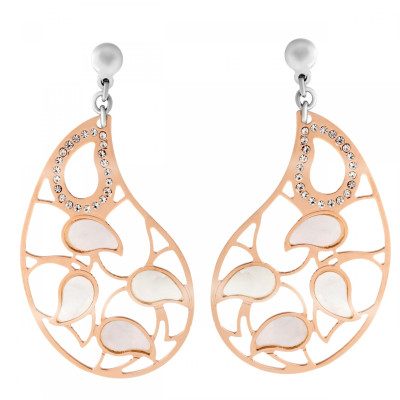 Orphelia® 'Lana' Women's Sterling Silver Drop Earrings - Silver/Rose ZO-7164