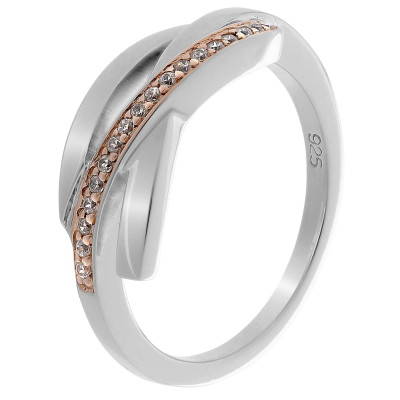 Orphelia® Women's Sterling Silver Ring - Silver/Rose ZR-7232 #1