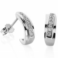 'Glam' Women's Whitegold 18C Stud Earrings - Silver OD-5292