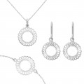 'Amada' Women's Sterling Silver Set: Bracelet + Earrings + Necklace - Silver SET-7075