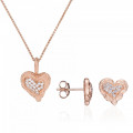 'Hazel' Women's Sterling Silver Set: Chain-Pendant + Earrings - Rose SET-7082/1