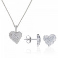 'Hazel' Women's Sterling Silver Set: Chain-Pendant + Earrings - Silver SET-7082