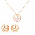 'Elaine' Women's Sterling Silver Set: Chain-Pendant + Earrings - Rose SET-7084/1