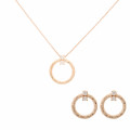 'Novalie' Women's Sterling Silver Set: Chain-Pendant + Earrings - Rose SET-7129/RG