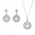 'Rivera' Women's Sterling Silver Set: Chain-Pendant + Earrings - Silver SET-7481/BC