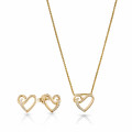 'Ida' Women's Sterling Silver Set: Chain-Pendant + Earrings - Gold SET-7521/G