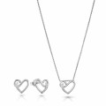 'Ida' Women's Sterling Silver Set: Chain-Pendant + Earrings - Silver SET-7521