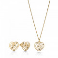 'Euphoria' Women's Sterling Silver Set: Chain-Pendant + Earrings - Gold SET-7522/G