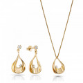 'Etoile' Women's Sterling Silver Set: Chain-Pendant + Earrings - Gold SET-7524/G