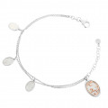 'Jarina' Women's Sterling Silver Bracelet - Silver/Rose ZA-7165