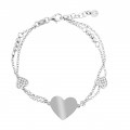 'Heart' Women's Sterling Silver Bracelet - Silver ZA-7384